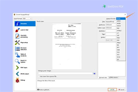 output epub/pdf, Pdf to epub converter