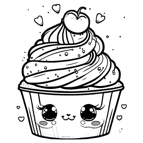 panda cupcake coloring page, Cupcakes style kawaii