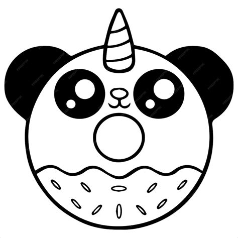 panda doughnut coloring pages, Kids coloring pages, cute panda donut character vector illustration eps