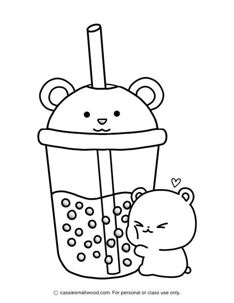 panda drinking boba coloring sheet, 
