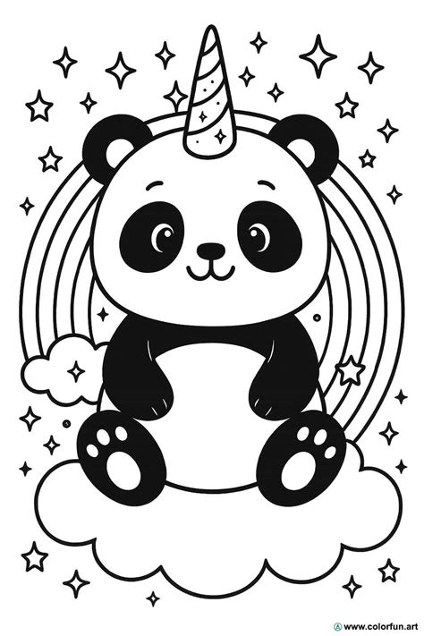 panda unicorn coloring pages, Panda unicorn coloring page