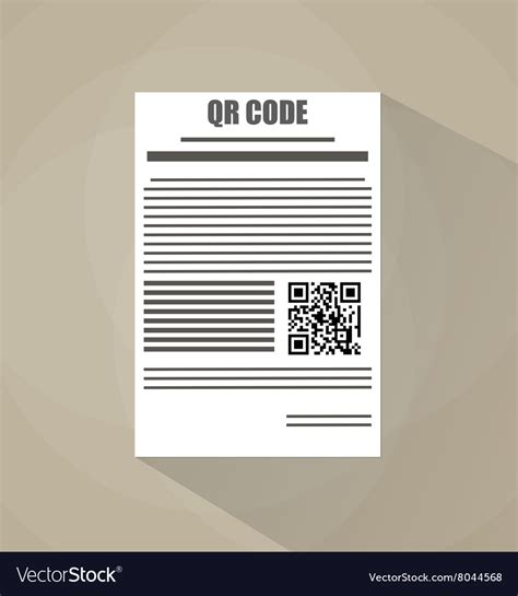 paper document with qr code in clip art, White paper blank document with qr code. vector illustration in flat