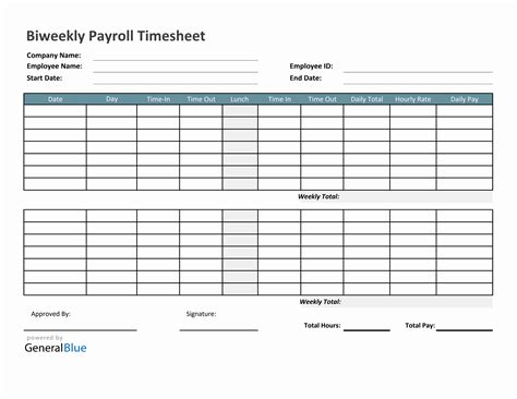 Payroll Timesheet Template