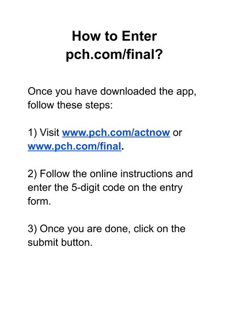 pch complete final step activation code, 
