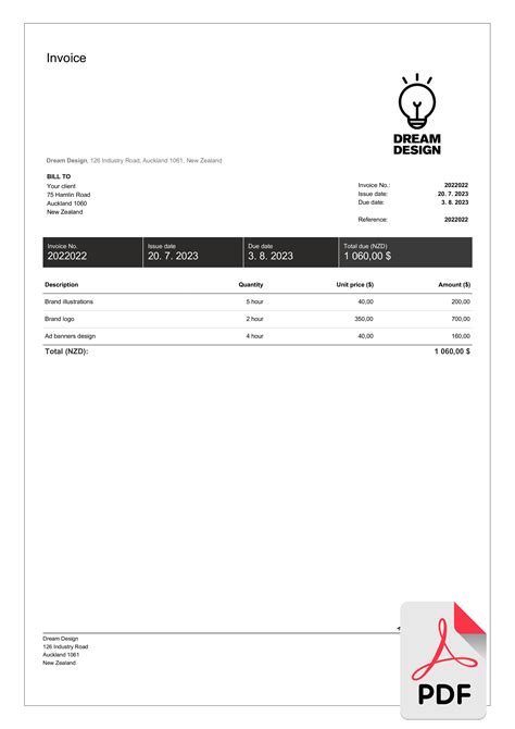 pdf design for invoice, Invoice design