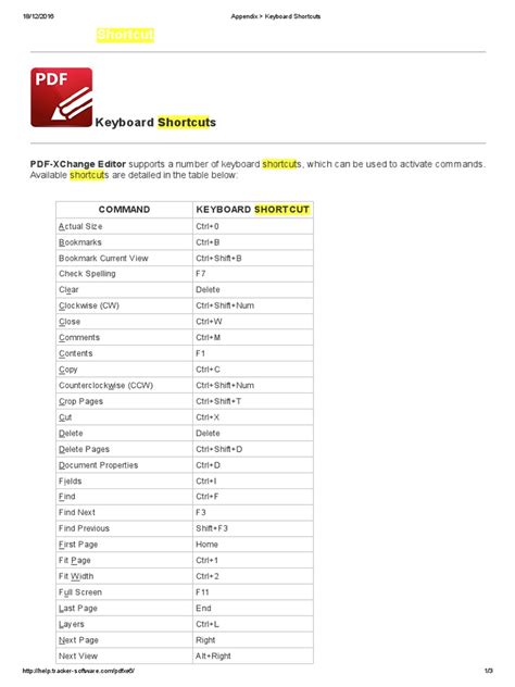 pdf-xchange editor shortcut keys, Pdf-xchange editor v6