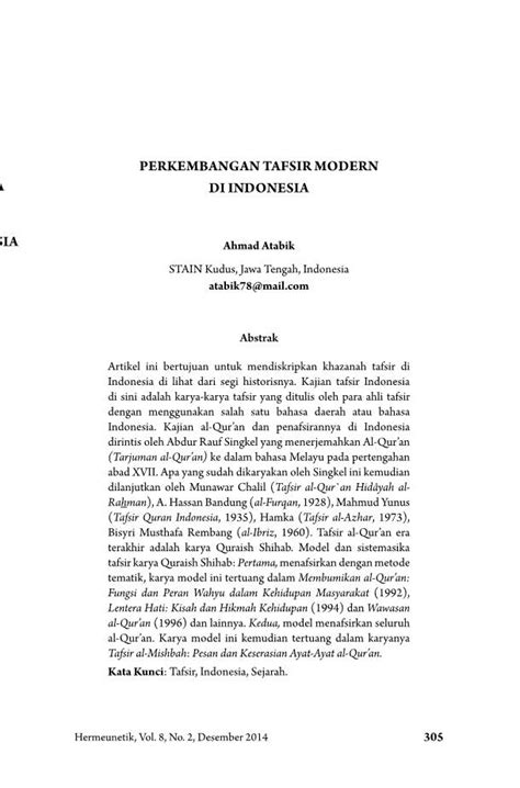 PERKEMBANGAN TAFSIR MODERN DI INDONESIA â PDF Download