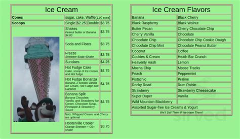 piggys ice cream-harrys grille menu