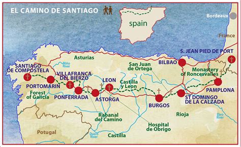 pilgrimsleden spanien karta