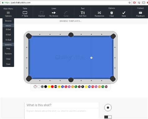 pool table diagramming software 