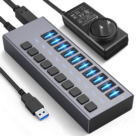 powered usb hub with switch, Amazon.com: wenter 5 ports powered usb hub, usb 3.0 hub with individual