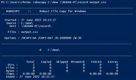 powershell robocopy files only, Brief walk-through of robocopy