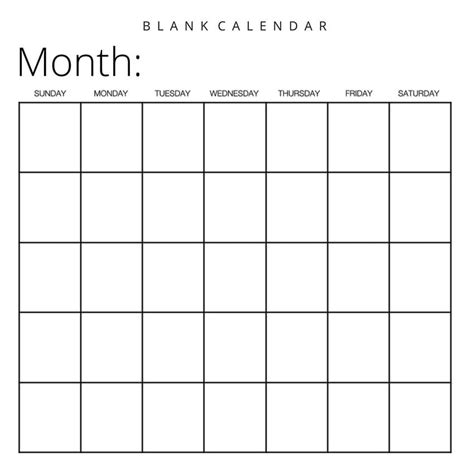Printable Blank Calendar Months