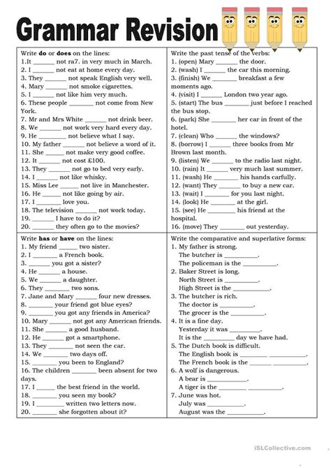 Printable Grammar Activities