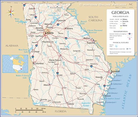 Printable Map Of Georgia Usa