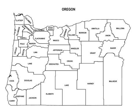 Printable Oregon County Map