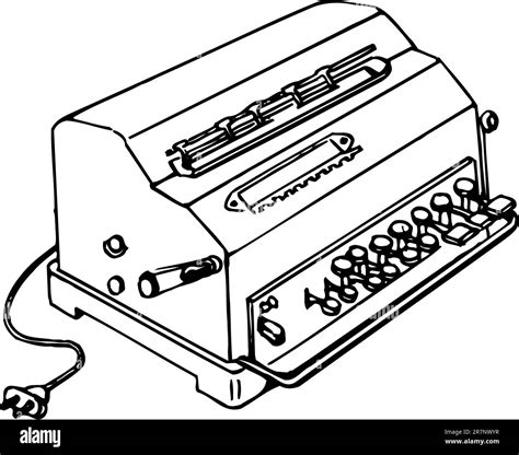 printer old type drawing, Old machinery format printer royalty free vector image