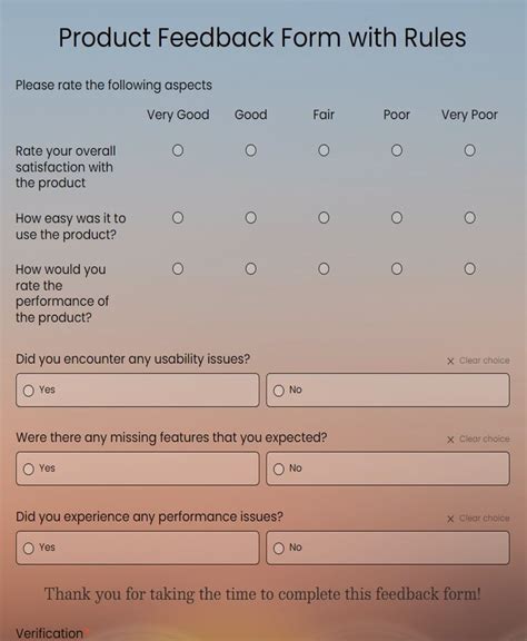 Product Feedback Form Template