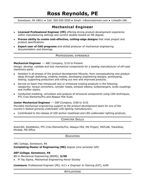 Professional Engineering Resume Templates
