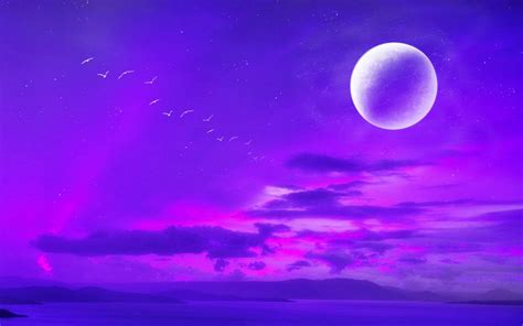purple sky with moon background, Beautiful purple moon wallpapers