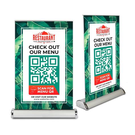 qr code model in standing banner, Custom qr code table top banner stand 11.5x17.5 roll up banner stand