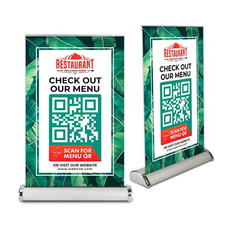 qr code on a pull up banner, Design roll up banner with qr code free by thinksstudio