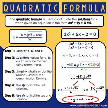 Quadratic Formula Anchor Chart