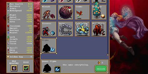 queen sigma unlock code, Vampire survivors wallpapers