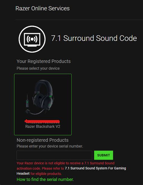 razer surround activation code, 7.1 surround sound activation code