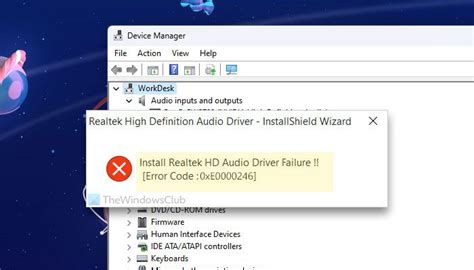 realtek hd audio driver error message, Fix 
