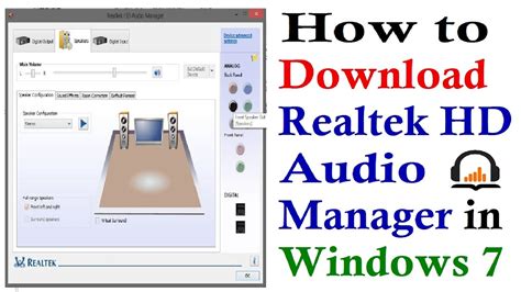 realtek hd audio manager 64 bit windows 7, Realtek audio manager windows 11