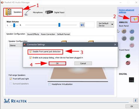 realtek hd audio manager disable front panel jack detection, How to show again the realtek audio for windows 10