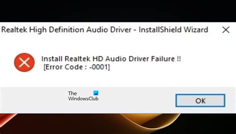 realtek hd audio manager error code 0001, Install realtek hd audio driver failure error code 0001 windows 10