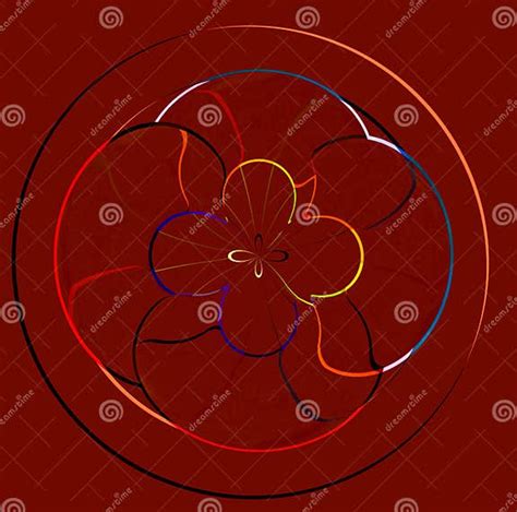 red circle flower pattern background, Red flowers and circles pattern natural seamless background stock