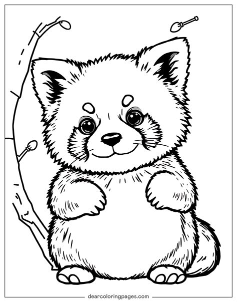 red panda coloring in, Cute red panda coloring page