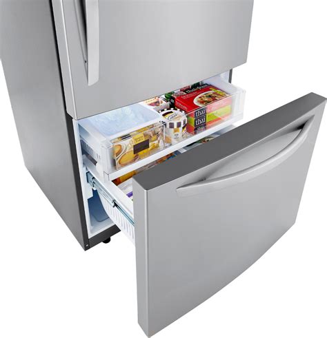 refrigerator with ice maker in bottom freezer