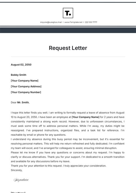 Request Template Letter