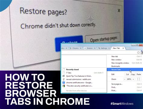 restore chrome browser tabs, How to restore google chrome tabs