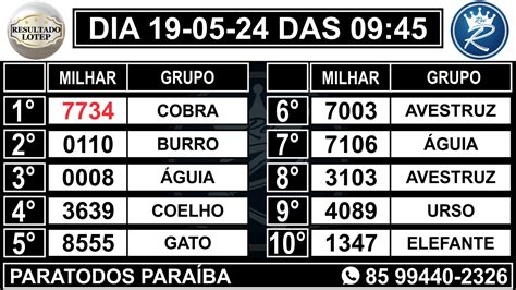 resultado da loteria da paraíba das 9:45