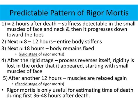 Rigor Mortis Time Chart