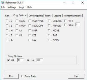robocopy gui version, Robocopy guis: driving robocopy with the mouse