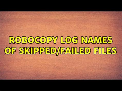 robocopy log failed files, Scintillare digestione credenza robocopy dry run missionario burger