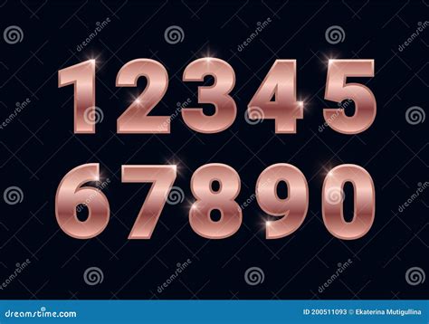 rose gold typography numbers, Rose gold alphabet font. custom type letters and numbers. vector
