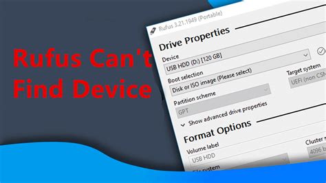 rufus cannot find device, Rufus error device in use