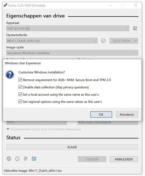 rufus create local account, 