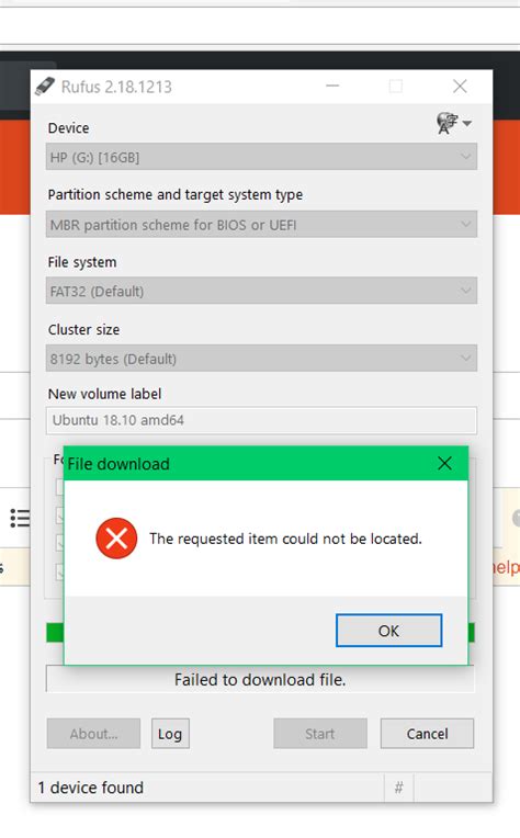 rufus error failed to download file, 