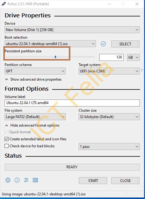 rufus persistent partition size ubuntu, How to download and use rufus