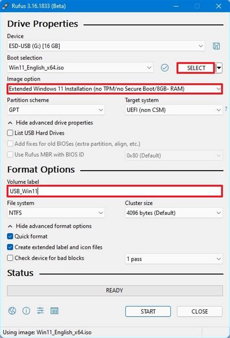 rufus windows 11 extended installation, Rufus can now create windows 11 installation media without security
