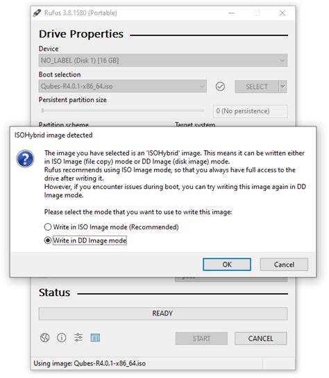 rufus write in dd image mode, What are iso and dd image modes in rufus?