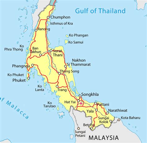 södra thailand karta